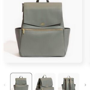 Gray Leather Diaper Backpack by Freshly Picked
